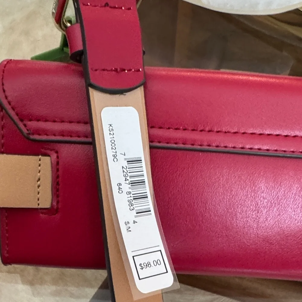 Kate Spade Cherry Red Clutch belt with Bow Accent